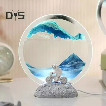 Движущееся песочное художественное украшение 3D глубоководный песчаный пейзаж в движении круглое стекло жидкая движущаяся картина из зыбучего песка расслабляющая динамическая картина из песочного искусства D фиолетовый