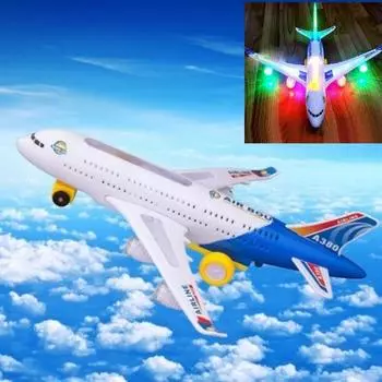 Движущиеся мигающие огни Самолет Детская игрушка Электрический самолет Детская игрушка с музыкальными звуками Игрушка