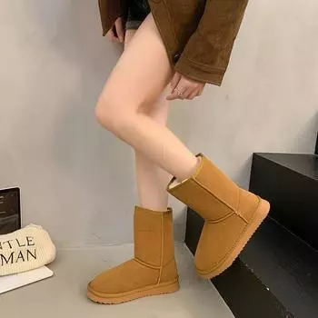 Двое зимних ботинок для женщин на осень и зиму 2024 года, ретро-ботинки с начесом, утолщенные, теплые, пушистые, из хлопка, средние ботинки 35 малиновый