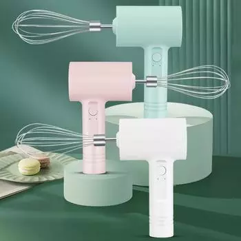 Двойная электрическая взбивалка для яиц, запуск одной кнопкой, высокоэффективный двигатель 2 в 1, ручной беспроводной взбиватель для молока, кухонные инструменты розовый