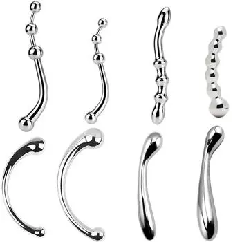 Двойная большая анальная пробка из нержавеющей стали, искусственный фаллоимитатор, точка G, металлические анальные бусины, пробка P-spot, массажер простаты, палочка, вагинальная секс-игрушка E