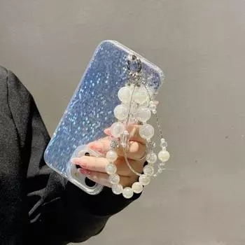 1шт двойная цепочка для мобильного телефона анти-веревочная цепочка для мобильного телефона расшитый вручную смешанный горный хрусталь шнурок для мобильного телефона белый