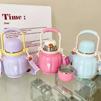 Двойная чашка для питья из тыквы, новая портативная чашка для воды, детская, симпатичная, большой емкости, термос из нержавеющей стали для студентов