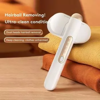 Двойная головка для триммера для волос с шариками для дома, свитер, машинка для удаления волос и бритья, одежда, электрический всасыватель для волос, зарядка через USB белый