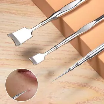 Двойная головка из нержавеющей стали Лопатка для удаления черных точек Игла для удаления угрей Профессиональный инструмент для ухода за кожей лица B