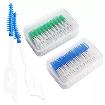 Двойная головка нити, гигиеническая стоматологическая силиконовая межзубная щетка, зубочистка, супермягкая щетка для чистки зубов, уход за зубами, зубная нить 40Pcs-B