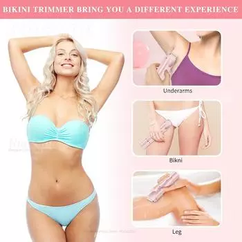 Двойная головка триммер для волос женские электрические бритвы перезаряжаемые влажные сухие безболезненные бритвы машинка для удаления волос для тела интимные зоны розовый