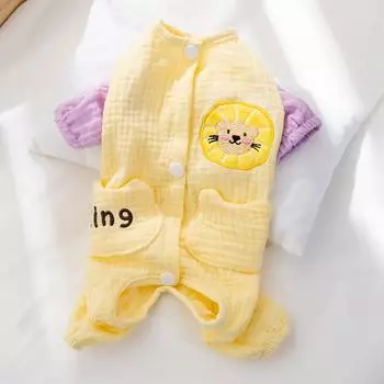 Двойная хлопковая мягкая пряжа собака плюшевый мишка весна и лето тонкий дышащий четырехлапый жилет с животиком щенок котенок одежда для питомца M (recommended weight 5-4kg)