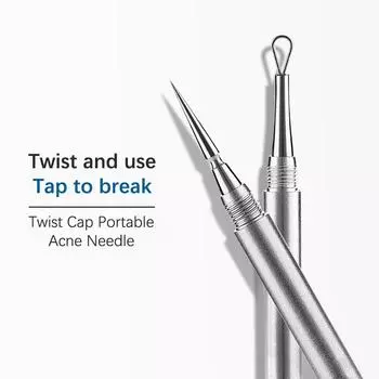 Двойная игла для удаления угрей и черных точек Экстрактор комедонов и прыщей розового золота