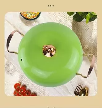 Двойная кастрюля для тушения ушей, большая емкость для приготовления пищи с антипригарным покрытием, 8 л, тонкое железо, кастрюля для домашнего здоровья, яблоко, новая зелёный