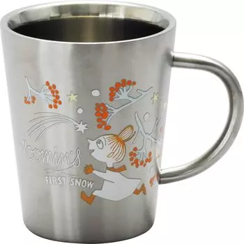 Кружка-тамблер с двойными стенками Муми-тролль Рождество Нержавеющая сталь 360 мл Первый снег Товары Муми-тролль Женский подарок День рождения Посуда Сделано в Японии Красный mm8601-856 красный