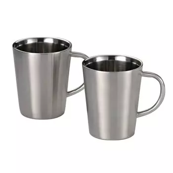 Двойная кружка с двойными стенками 360 мл пара ТЕРМО из нержавеющей стали прибл.. ТХМ-03Т серебряный