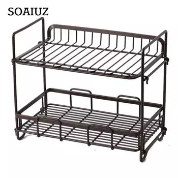 Двойная кухонная стойка, 2-уровневый органайзер для кухонной стойки, полка для специй, стеллаж для хранения белый