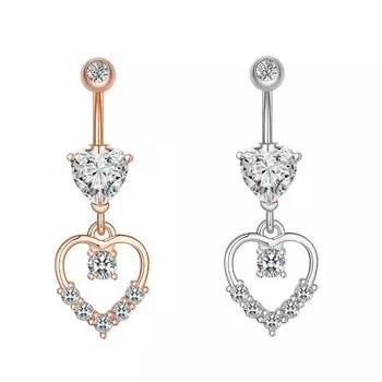 Двойная любовь циркон бриллиант пупок сверло для пупка кулон кольцо для пупка тенденция ювелирные изделия для пирсинга