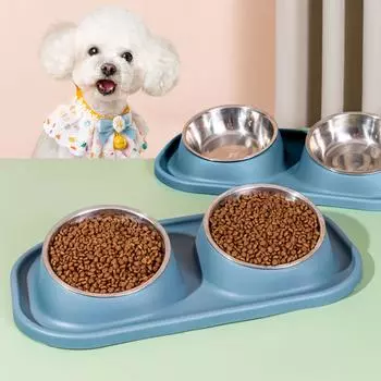 Двойная миска для домашних животных предотвращает скольжение наклонная съемная легкоочищаемая миска для воды и еды для кошек и собак