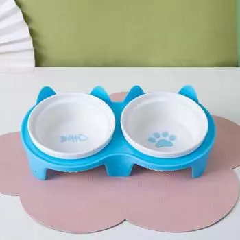 Двойная миска для кошачьего корма, красочная миска для кормления питомца, креативная миска для воды для питья и кормления