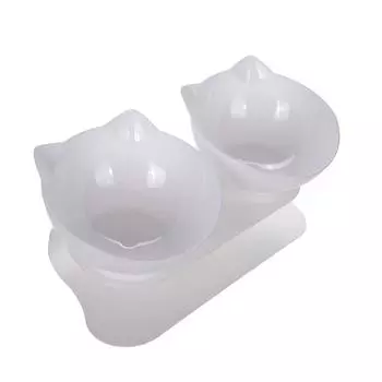 Двойная миска для кошек для маленьких кошек, собак, котят, приподнятая, нескользящая миска для подачи воды, миска для воды с защитой от наклона, миска для воды для щенков, товары для домашних животных