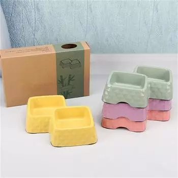 Двойная миска для собак из бамбукового волокна, миски для домашних животных, нескользящие, для кормления кошек, миска для питьевой воды, не опрокидывающаяся посуда для домашних щенков