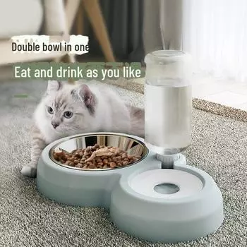 Двойная миска для животных с защитой от опрокидывания: Автоматическая миска для воды и еды для собак и кошек Upgraded Version