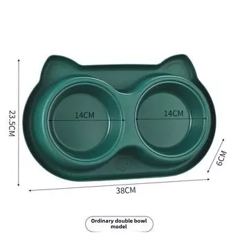 Двойная миска из нержавеющей стали для собак и кошек - анти-удушающая, анти-скользящая, большая вместительная кормушка для домашних животных