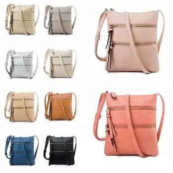 Двойная молния из натуральной кожи, женские сумки для мобильных телефонов, модная маленькая сумочка для мелочи, женские сумки на плечо, мини-сумка-мессенджер 18*21cm чёрный