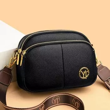 Двойная молния из высококачественной кожи женская маленькая сумка через плечо простая повседневная дизайнерская сумка модная женская брендовая сумка через плечо