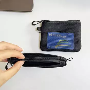 Двойная молния сетчатая защитная сумка для наушников монеты для хранения ключей держатель для кредитных карт дорожный кошелек со шнурком