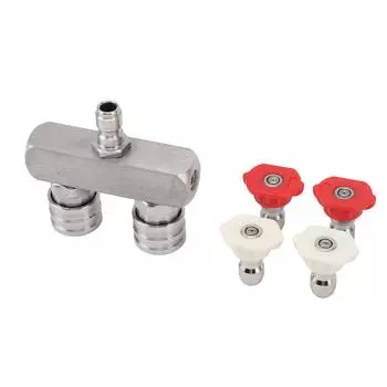 Двойная насадка для мойки высокого давления из нержавеющей стали с 1/4-дюймовым быстроразъемным соединением, 2-цветная насадка 2 в 1