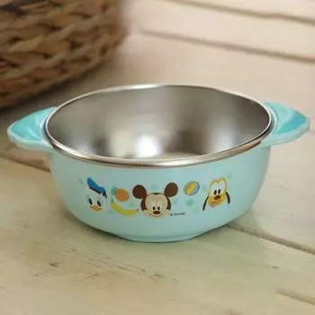 Двойная нескользящая миска Disney из нержавеющей стали_Микки, 1 предмет, Популярные корейские товары для родителей