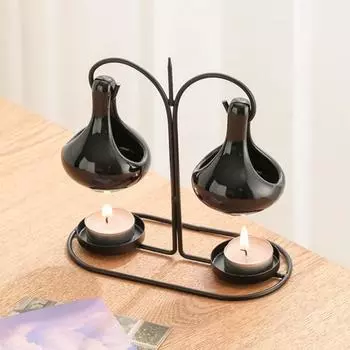 Двойная подвесная ароматерапевтическая печь, керамическая ароматерапия, эфирное масло, нагреватель воска для чайных свечей, аромадиффузор для спальни, комнаты для медитации белый