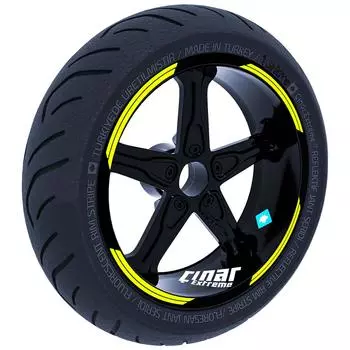 Двойная полоса Дизайн Флуоресцентная желтая лента для обода Колесо в полоску Наклейка Наклейка CinarExtreme