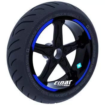 Двойная полоса Дизайн Светоотражающая синяя ободная лента Колесо в полоску Наклейка Наклейка CinarExtreme