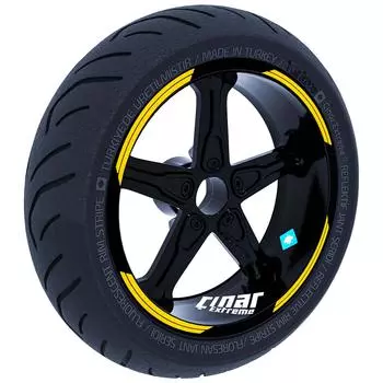 Двойная полоса Дизайн Светоотражающая желтая ободная лента Колесо в полоску Наклейка Наклейка CinarExtreme