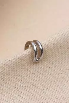 Двойная полоска серебряного цвета, серьги-каффы из хряща