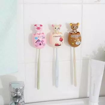 Двойная присоска для зубных щеток с изображением животных, детская зубная щетка, подставка для зубных щеток в виде мультфильма, ванная комната Frogs