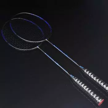 Двойная ракетка, полностью карбоновая, с интегрированной карбоновой ручкой, суперлегкая ракетка для бадминтона синий