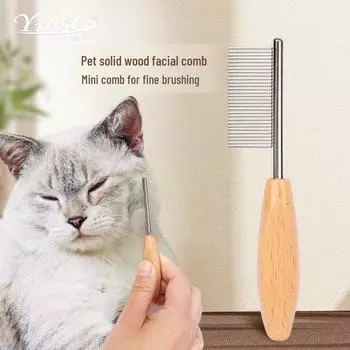 Двойная расческа для ухода за домашними животными: Разработана для удаления волос на морде у собак и кошек, с густыми зубьями, с узким расстоянием между зубьями, небольшого размера и для точного ухода. 90327