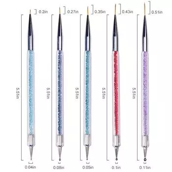 Двойная ручка для рисования точек и линий, инструмент для рисования ногтей, 5 шт., красивый и практичный инструмент для создания дизайна ногтей 5pcs/set