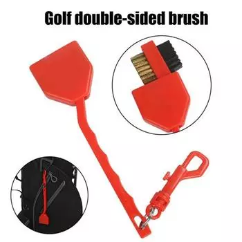 Двойная щетка для чистки клюшек для гольфа с выдвижной крышкой Щетка для чистки клюшек для гольфа с медной нейлоновой щетиной Аксессуар для гольфа красный
