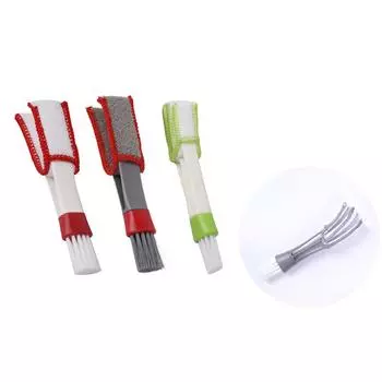 Двойная щетка для чистки воздуховодов автомобильного кондиционера – многофункциональный инструмент для очистки салона от пыли с зазорной щеткой. серый/красный