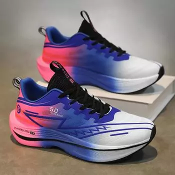 Двойная сетка утолщенная True Explosion + Carbon Plate Friction Grip Мягкая удобная звуковая пара кроссовок для бега 35 синий