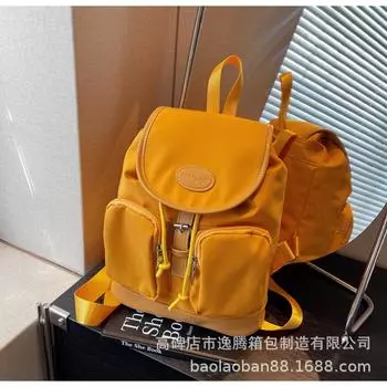 Двойная школьная сумка через плечо, ленивый ветер, женский 2024, новый стиль колледжа, нишевый дизайн, простой и универсальный, знаменитый интернет-рюкзак чёрный