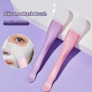 Двойная силиконовая щетка для маски для лица, недеформируемый скребок для очищения лица, щетка для нанесения маски для лица, мягкий моющийся косметический инструмент #470229 фиолетовый