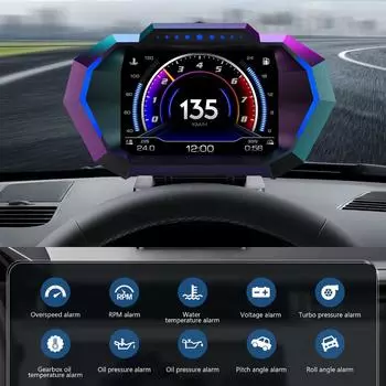 Двойная система OBD+GPS HUD P24 OBDII Умный цифровой спидометр, автомобильный проекционный дисплей, многофункциональный интеллектуальный автоматический электронный