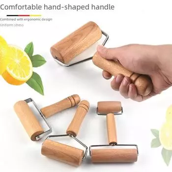 Двойная скалка из нержавеющей стали и дерева для выпечки wooden single head L type 125g