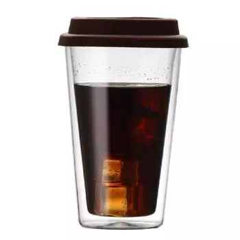 Двойная стеклянная кофейная чашка Прозрачная стеклянная многоцветная крышка для чашки Домашний офис Кофейные напитки Стакан воды Домашние термостаканы 350ML оранжевый