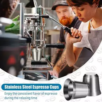 Двойная стенка изолированная нержавеющая сталь эспрессо чашка капсула кружка кофе металлическая питьевая чашка демитассе для дома в помещении или на улице 80ml серебряный