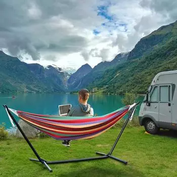 Двойная стойка для гамака, комплект стоек для гамака на 2 человека, сумка для хранения, сумка для переноски, переносной гамак для улицы/дома, прочный, выдерживающий нагрузку красный
