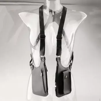 Двойная сумка через плечо с карманами для отдыха для мужчин в средневековом стиле чёрный