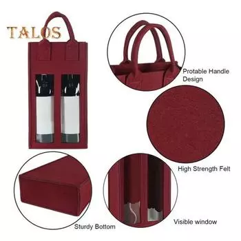 Двойная сумка для вина с переносной ручкой, противоударная, сверхпрочная, из фетра, многоразовая сумка для вина, шампанского, пива, сумка-тоут, подарок хаки